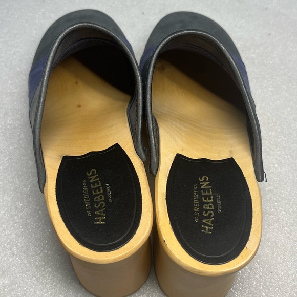 Hasbeens Swedish Color Block Mule with Wooden Heel Clogs Slip Ins Sz 36 - Picture 4 of 12